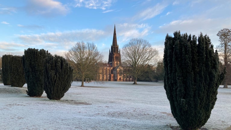 View across the Pleasure Grounds to the Chapel